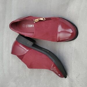 QUEEN ViVi Burgundy Patent Faux Suede Shoes EUROPEAN SIZE: 37